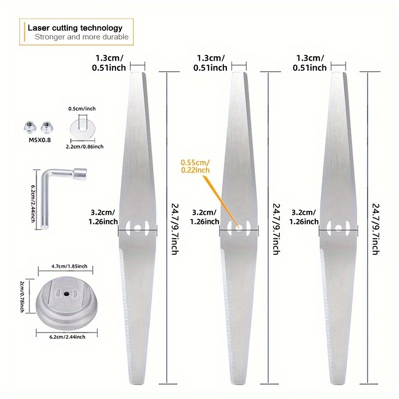 3 stuks 9,7-inch rechte grasma - 5 Inch Propeller recensie en prijs